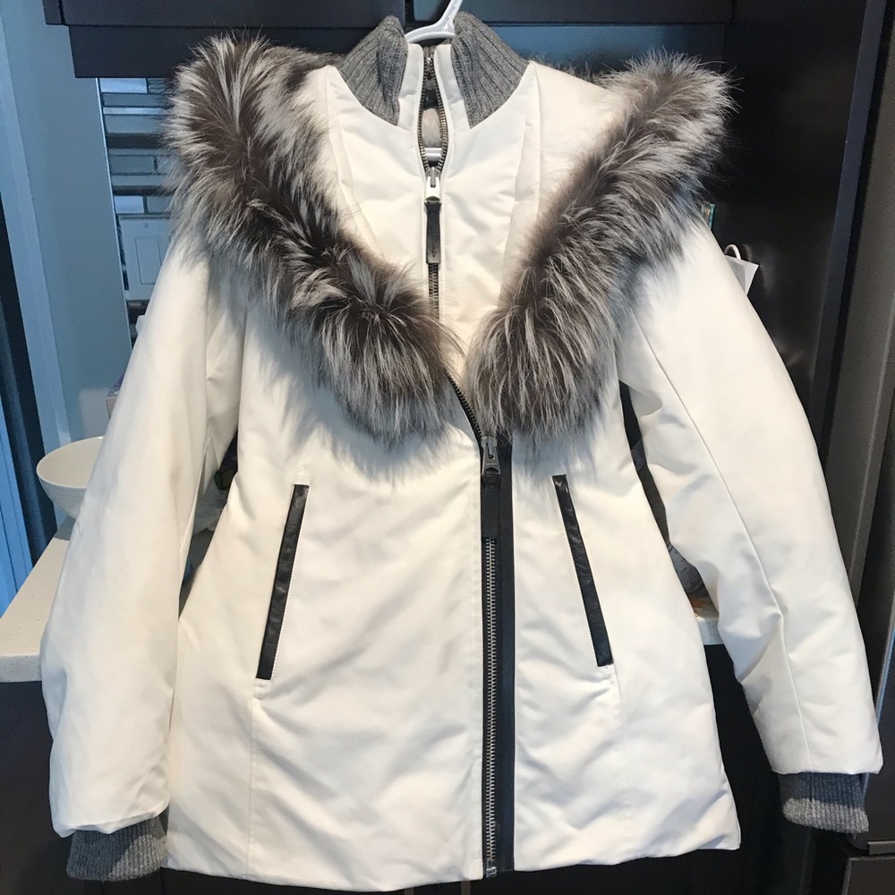 SOLD Mackage Adali-X Down White Coat Silver Fox